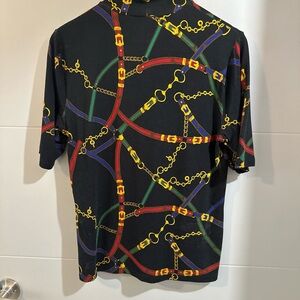 Rugby Ralph Lauren Black and Gold Chain Print Women's Shirt